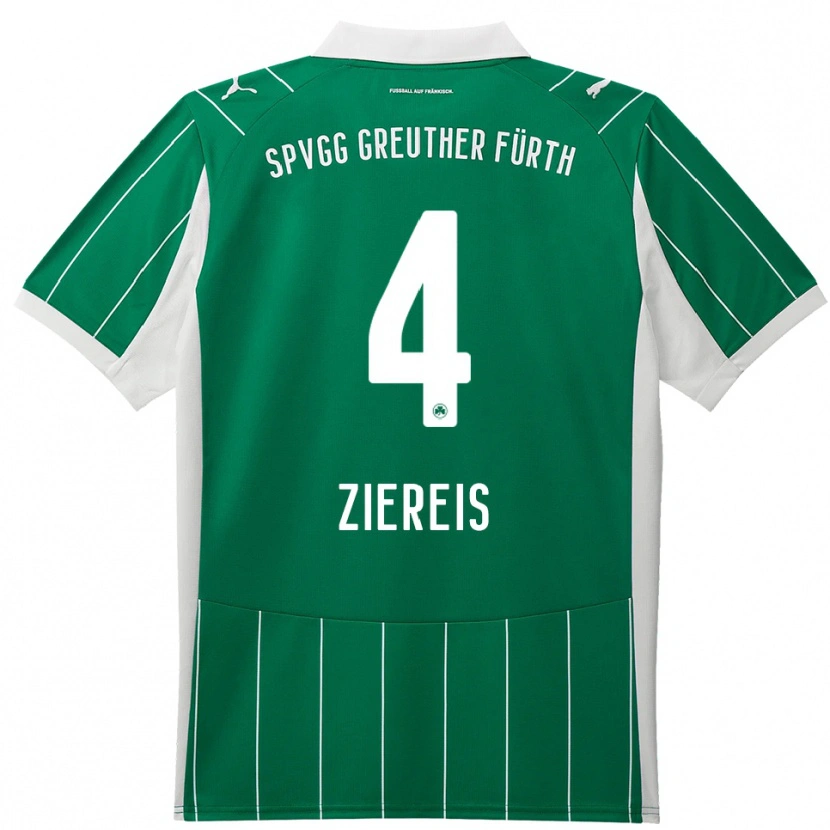 Danxen Donna Maglia Philipp Ziereis #4 Verde Bianco Kit Gara Away 2025/26 Maglietta