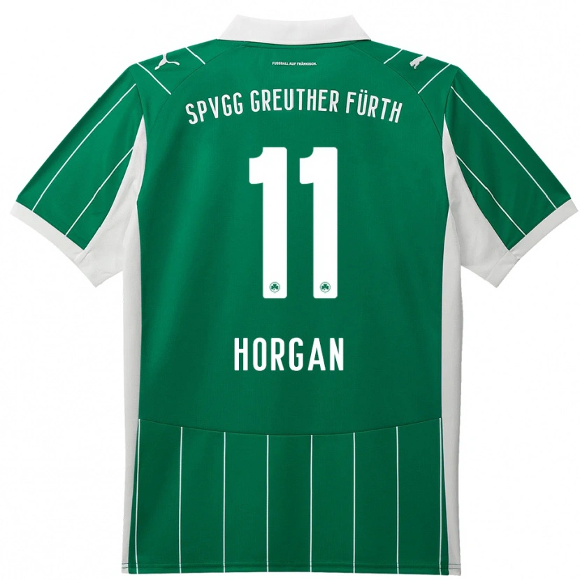 Danxen Donna Maglia Finn Horgan #11 Verde Bianco Kit Gara Away 2025/26 Maglietta