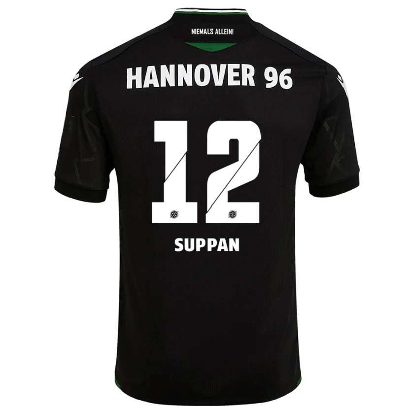 Danxen Donna Maglia Jannik Suppan #12 Nero Verde Kit Gara Away 2025/26 Maglietta