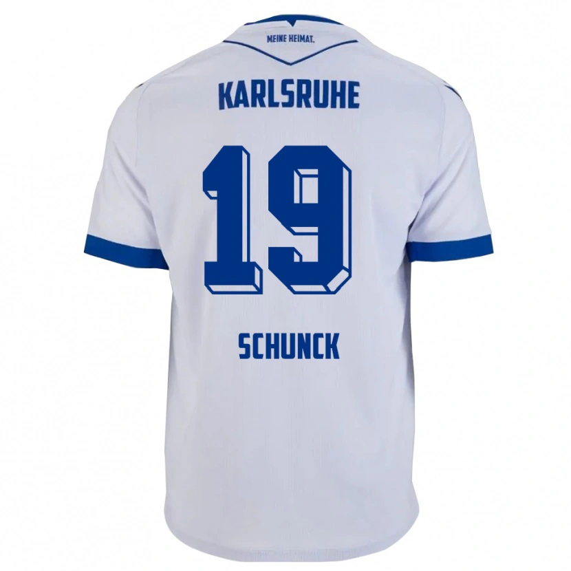 Danxen Donna Maglia Tim Schunck #19 Bianco Blu Kit Gara Away 2025/26 Maglietta