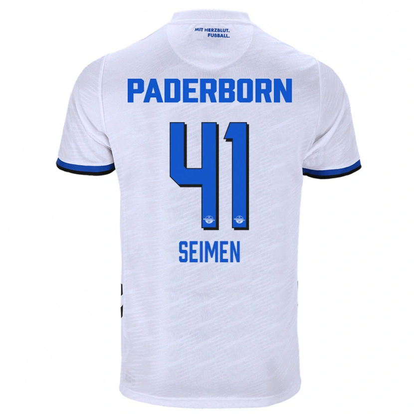Danxen Donna Maglia Dennis Seimen #41 Bianco Blu Kit Gara Away 2025/26 Maglietta