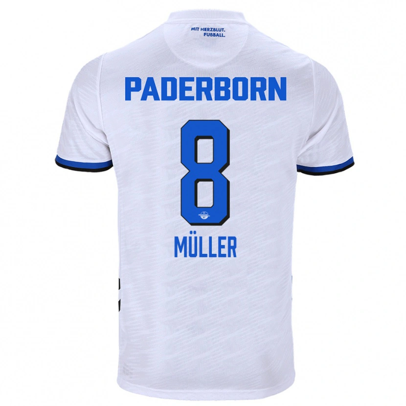 Danxen Donna Maglia Carlos Müller #8 Bianco Blu Kit Gara Away 2025/26 Maglietta