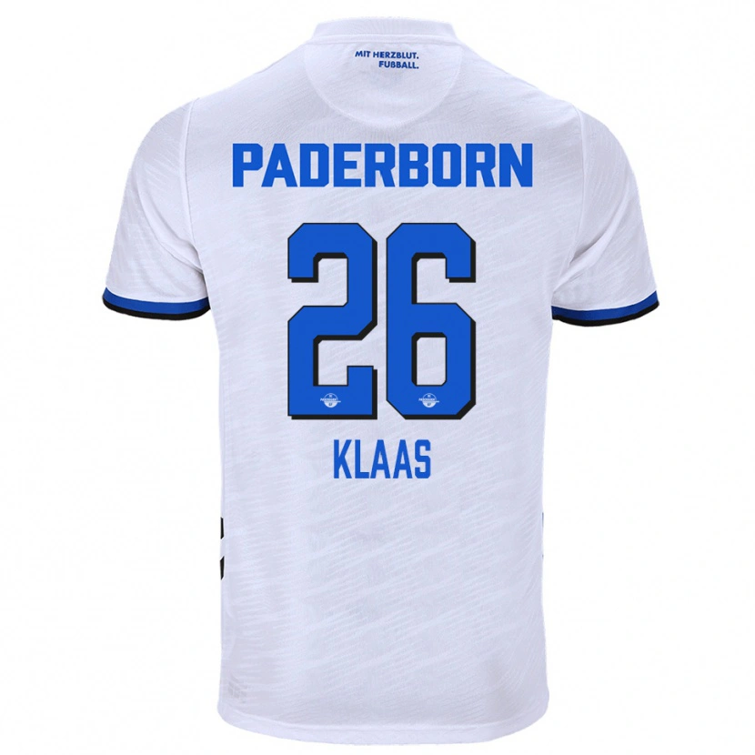 Danxen Donna Maglia Sebastian Klaas #26 Bianco Blu Kit Gara Away 2025/26 Maglietta