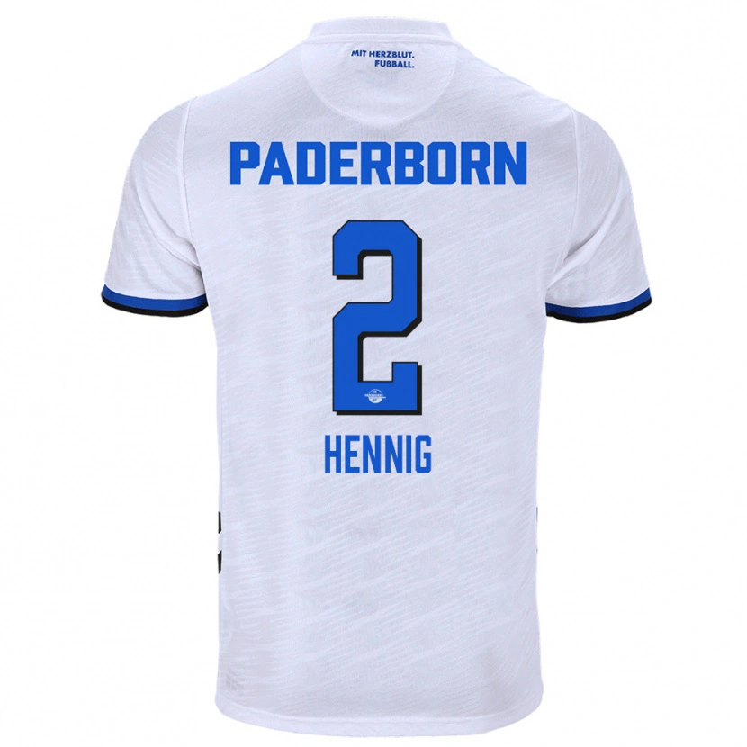 Danxen Donna Maglia Lenny Hennig #2 Bianco Blu Kit Gara Away 2025/26 Maglietta