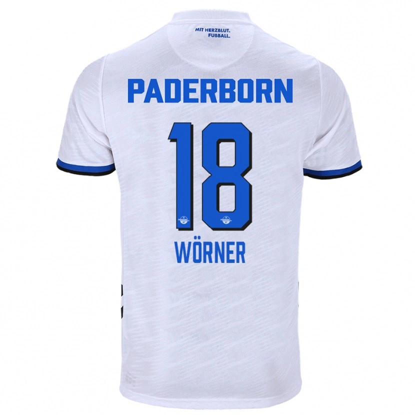 Danxen Donna Maglia Marco Wörner #18 Bianco Blu Kit Gara Away 2025/26 Maglietta