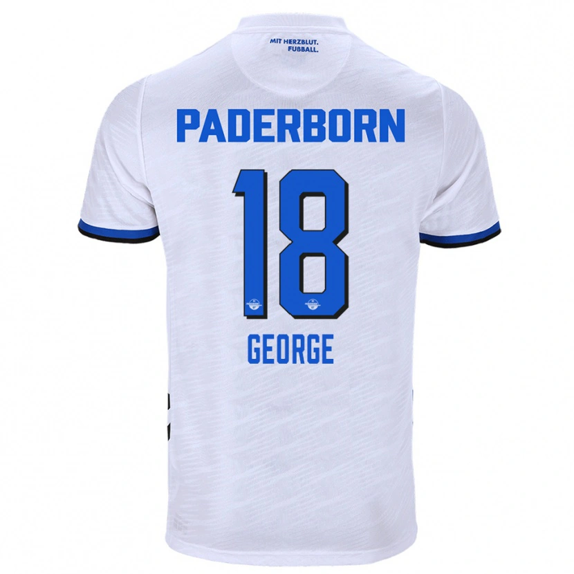 Danxen Donna Maglia Kayonte Kaheim Karim George #18 Bianco Blu Kit Gara Away 2025/26 Maglietta