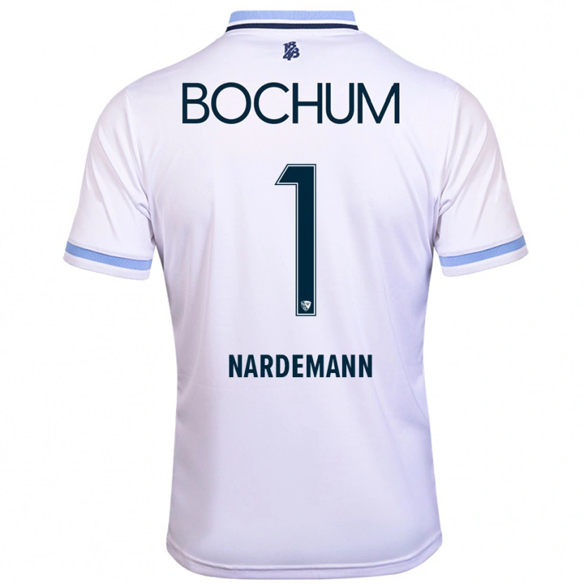 Danxen Donna Maglia Kari Närdemann #1 Bianco Azzurro Kit Gara Away 2025/26 Maglietta