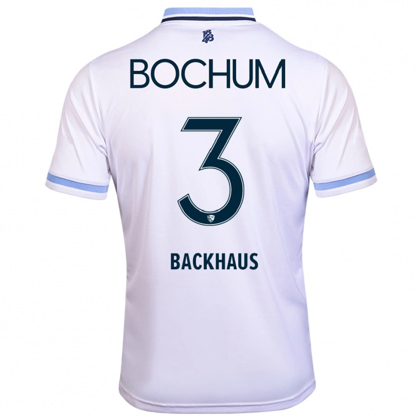 Danxen Donna Maglia Lina Backhaus #3 Bianco Azzurro Kit Gara Away 2025/26 Maglietta