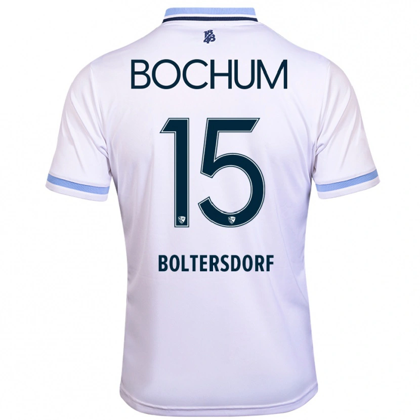 Danxen Donna Maglia Sebastian Boltersdorf #15 Bianco Azzurro Kit Gara Away 2025/26 Maglietta