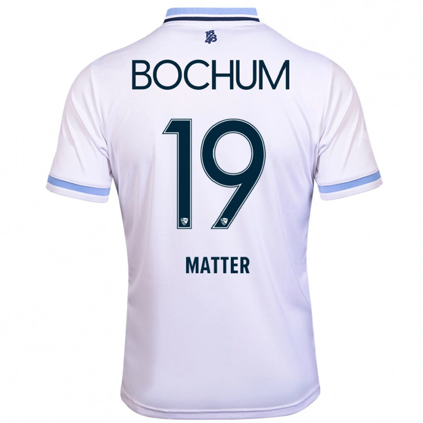 Danxen Donna Maglia Henri Matter #19 Bianco Azzurro Kit Gara Away 2025/26 Maglietta