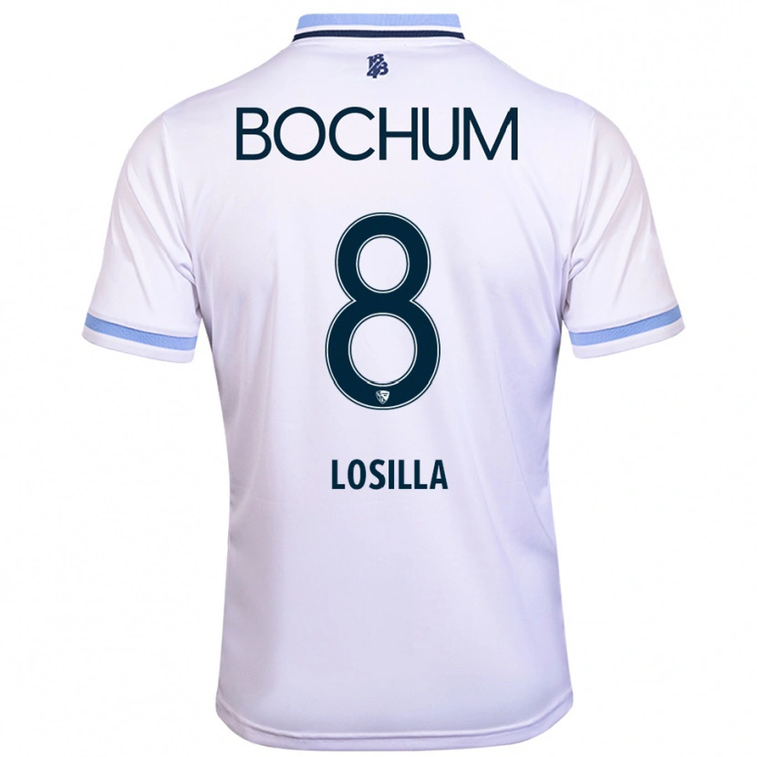 Danxen Donna Maglia Anthony Losilla #8 Bianco Azzurro Kit Gara Away 2025/26 Maglietta