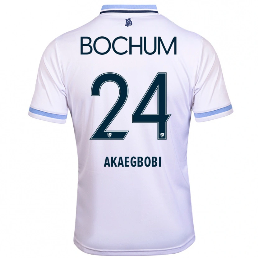 Danxen Donna Maglia Jonathan Akaegbobi #24 Bianco Azzurro Kit Gara Away 2025/26 Maglietta