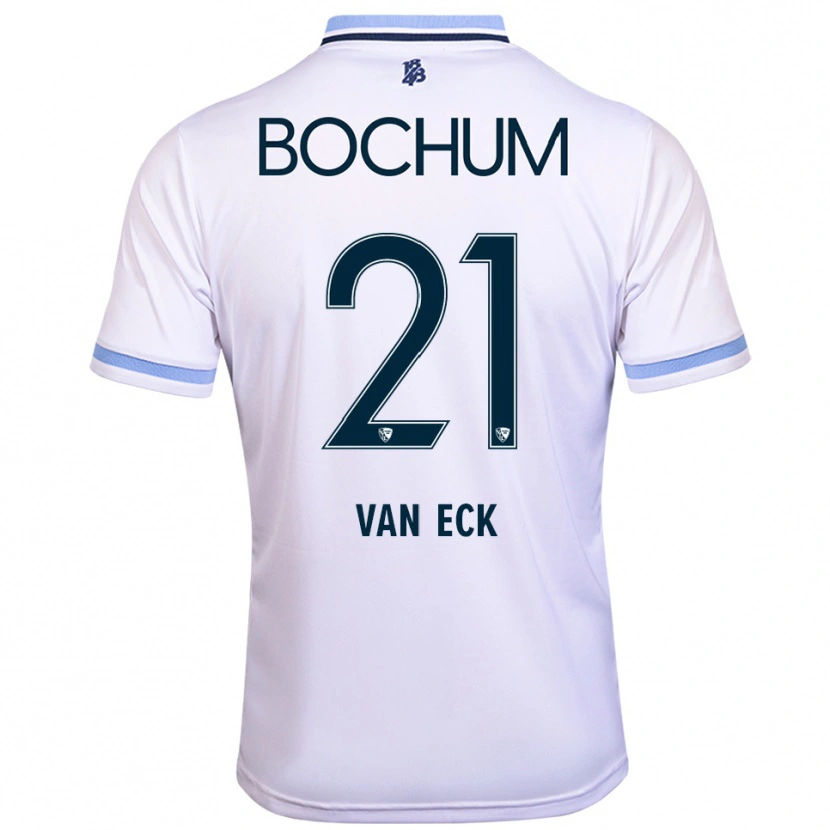 Danxen Donna Maglia Ole Van Eck #21 Bianco Azzurro Kit Gara Away 2025/26 Maglietta