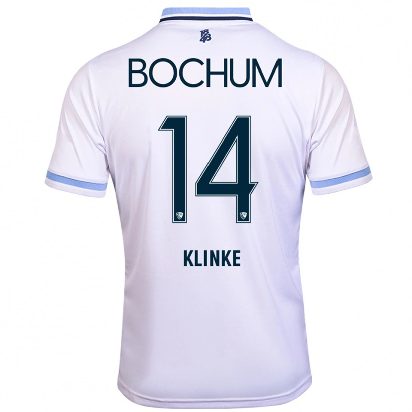 Danxen Donna Maglia Niklas Klinke #14 Bianco Azzurro Kit Gara Away 2025/26 Maglietta