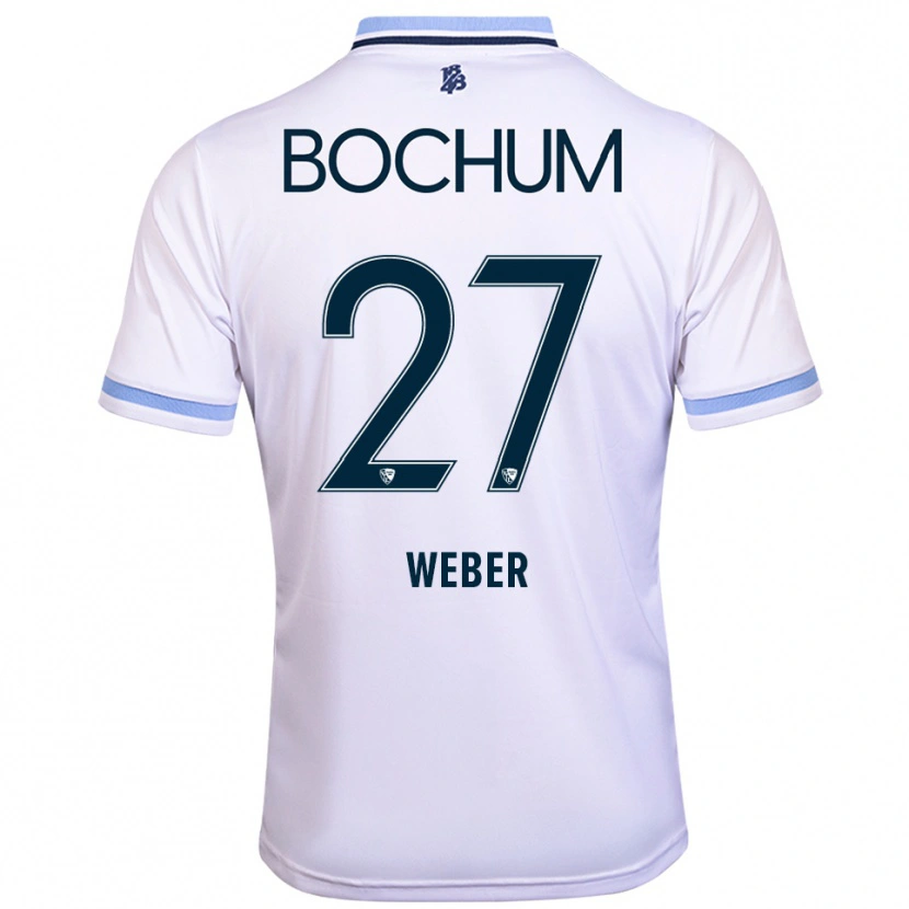 Danxen Donna Maglia Samuel Weber #27 Bianco Azzurro Kit Gara Away 2025/26 Maglietta