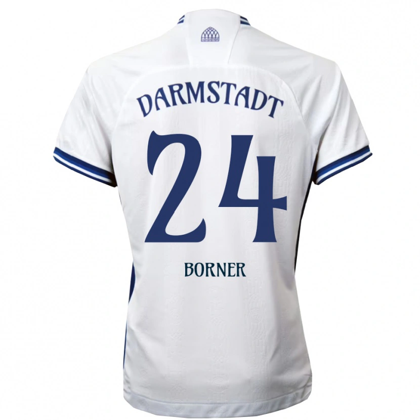 Danxen Donna Maglia Benedikt Börner #24 Bianco Blu Kit Gara Away 2025/26 Maglietta