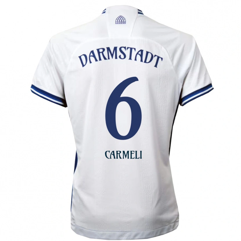 Danxen Donna Maglia Liad Carmeli #6 Bianco Blu Kit Gara Away 2025/26 Maglietta