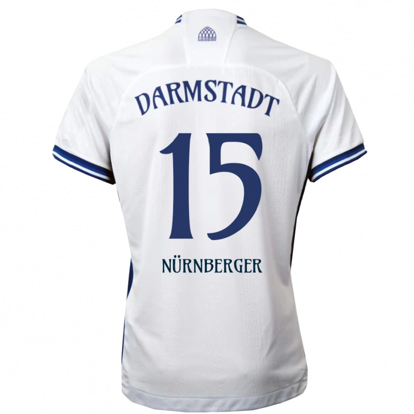 Danxen Donna Maglia Fabian Nürnberger #15 Bianco Blu Kit Gara Away 2025/26 Maglietta