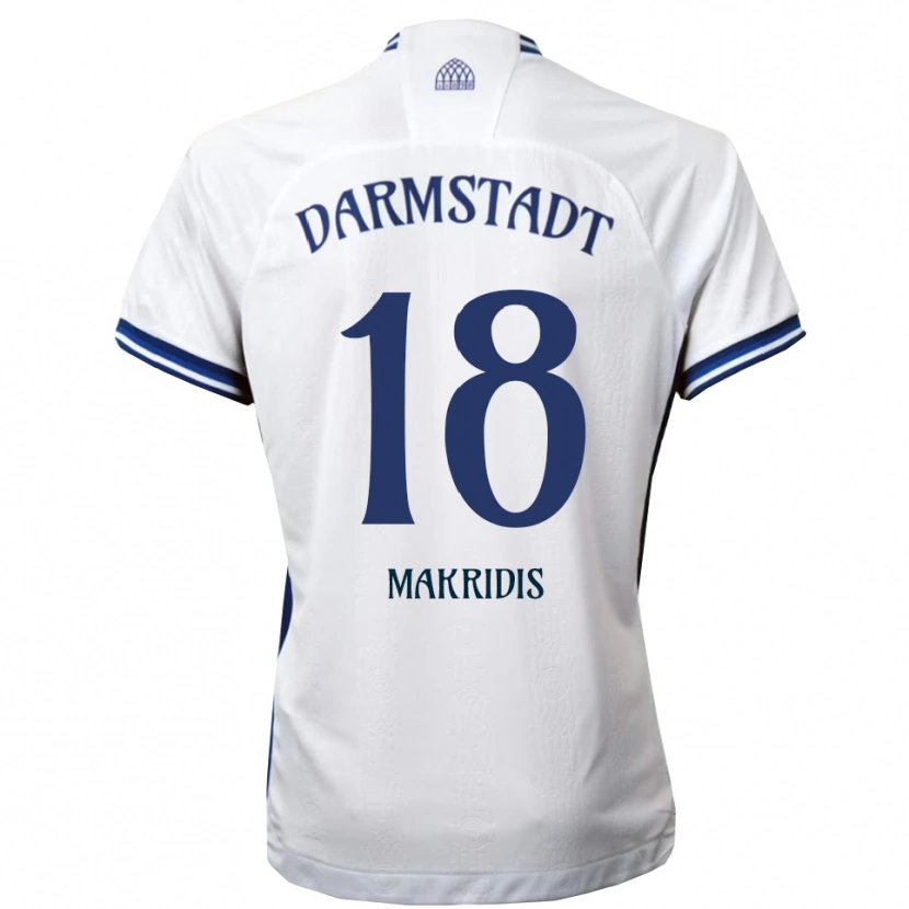 Danxen Donna Maglia Georgios Makridis #18 Bianco Blu Kit Gara Away 2025/26 Maglietta