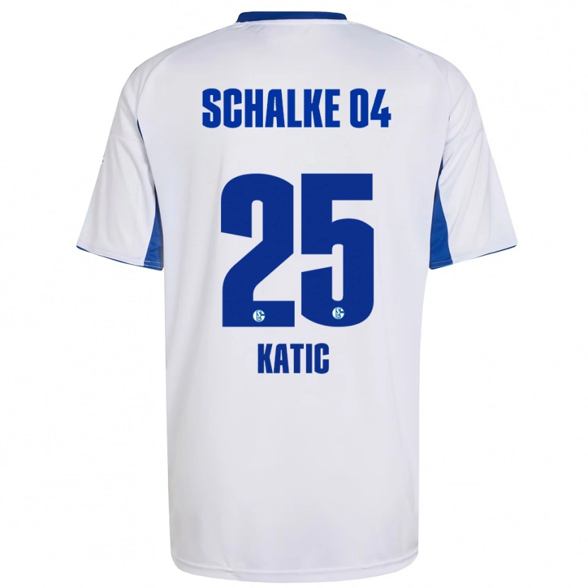 Danxen Donna Maglia Nikola Katic #25 Bianco Blu Kit Gara Away 2025/26 Maglietta