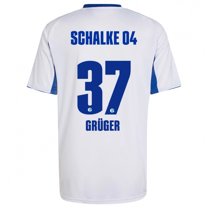 Danxen Donna Maglia Max Grüger #37 Bianco Blu Kit Gara Away 2025/26 Maglietta