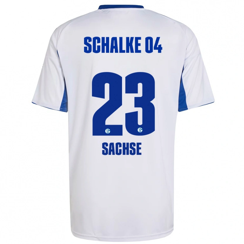 Danxen Donna Maglia Jakob Sachse #23 Bianco Blu Kit Gara Away 2025/26 Maglietta