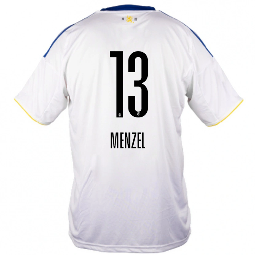 Danxen Donna Maglia Phillip Menzel #13 Bianco Blu Giallo Kit Gara Away 2025/26 Maglietta