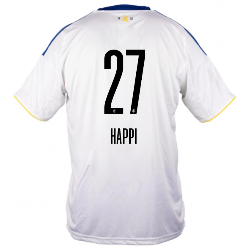 Danxen Donna Maglia Joel Happi #27 Bianco Blu Giallo Kit Gara Away 2025/26 Maglietta