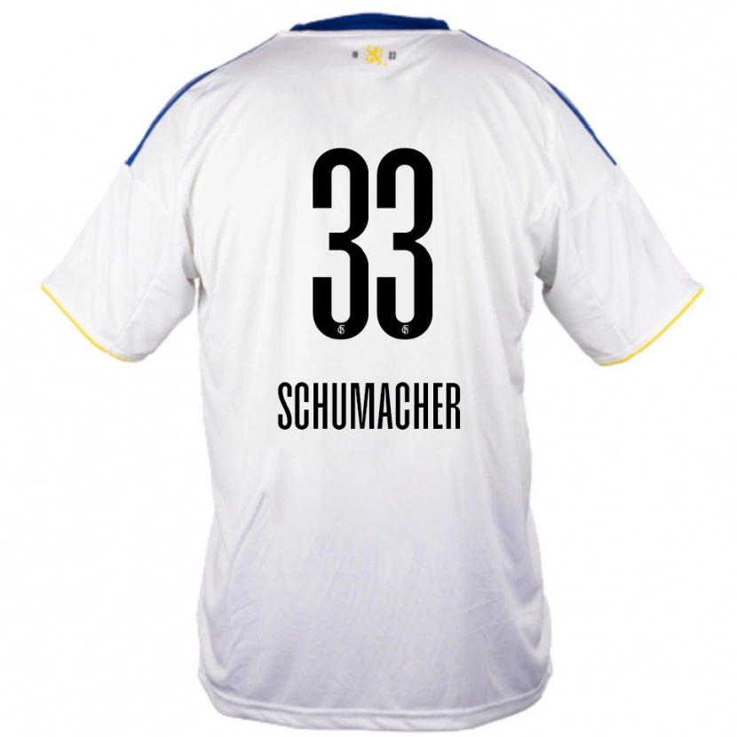Danxen Donna Maglia Till Schumacher #33 Bianco Blu Giallo Kit Gara Away 2025/26 Maglietta