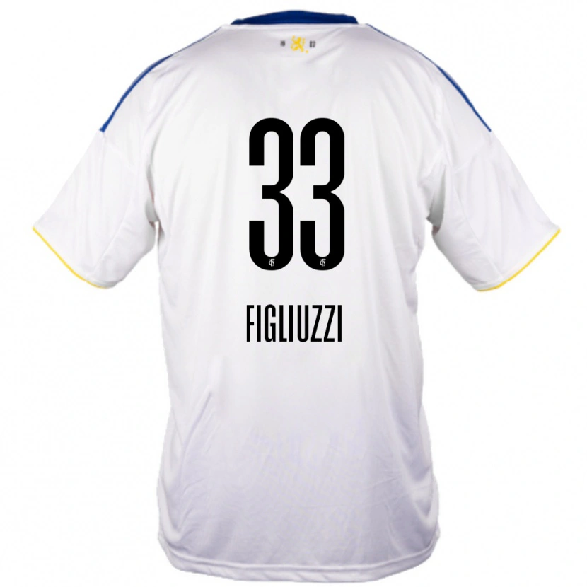 Danxen Donna Maglia Silvano Figliuzzi #33 Bianco Blu Giallo Kit Gara Away 2025/26 Maglietta