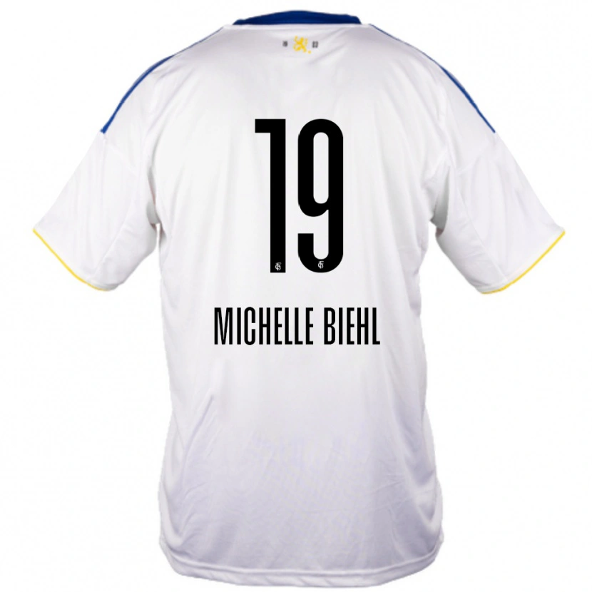 Danxen Donna Maglia Leonie Michelle Biehl #19 Bianco Blu Giallo Kit Gara Away 2025/26 Maglietta