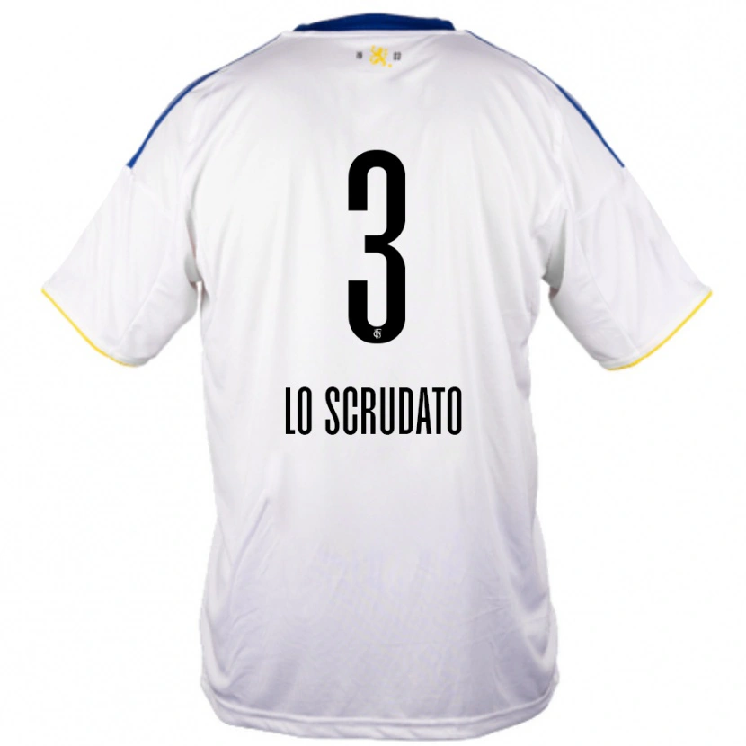 Danxen Donna Maglia Gianluca Lo Scrudato #3 Bianco Blu Giallo Kit Gara Away 2025/26 Maglietta