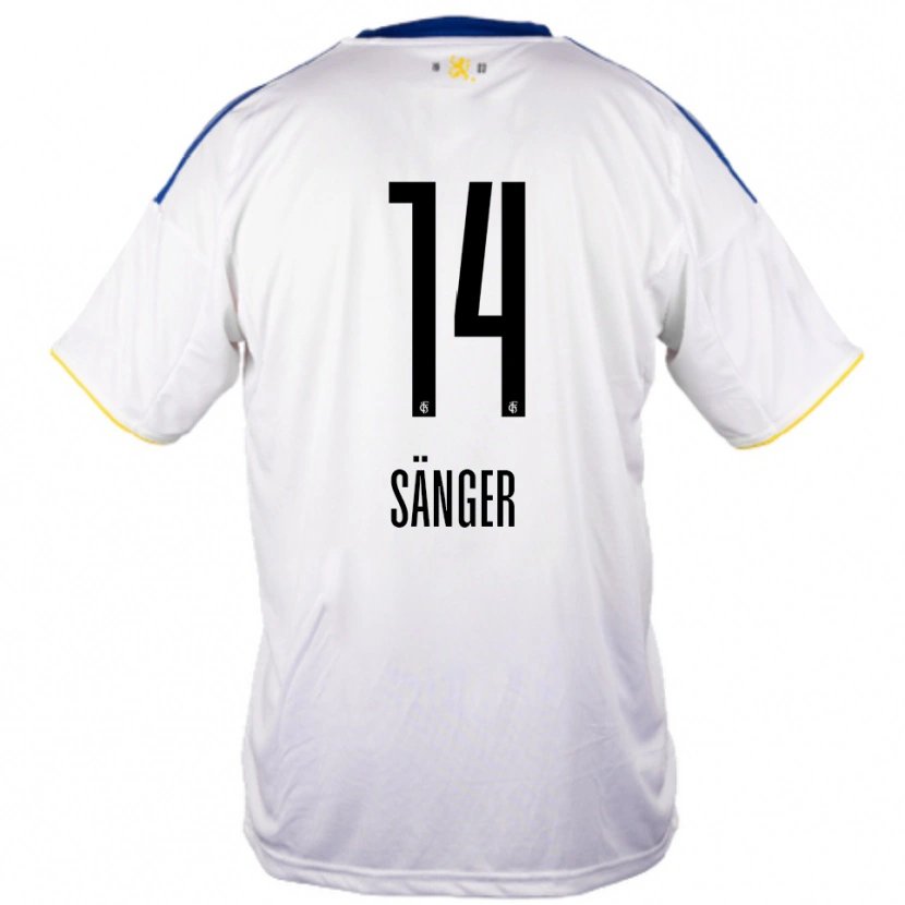 Danxen Donna Maglia Aaron Sänger #14 Bianco Blu Giallo Kit Gara Away 2025/26 Maglietta