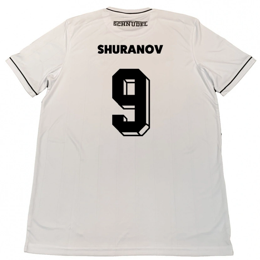 Danxen Donna Maglia Erik Shuranov #9 Bianco Nero Kit Gara Away 2025/26 Maglietta