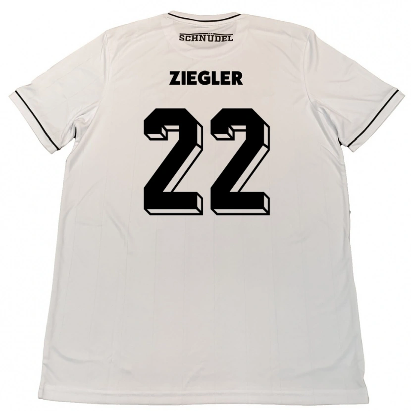 Danxen Donna Maglia Kevin Ziegler #22 Bianco Nero Kit Gara Away 2025/26 Maglietta