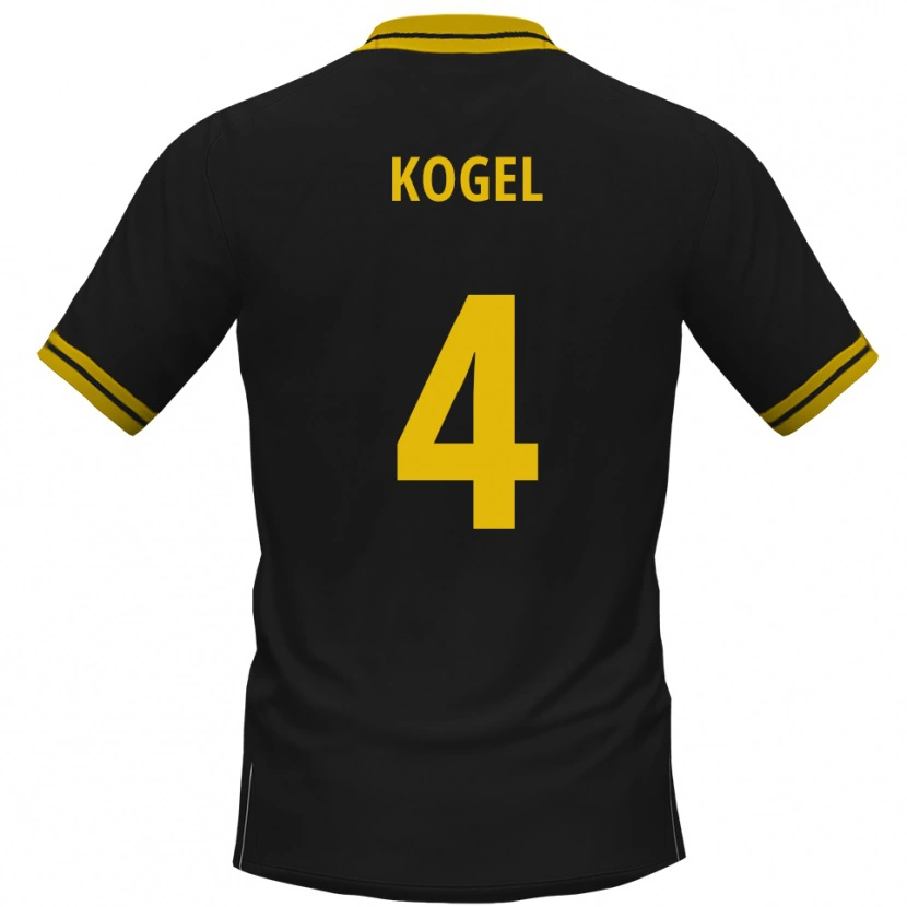 Danxen Donna Maglia Tobias Kogel #4 Nero Giallo Kit Gara Away 2025/26 Maglietta