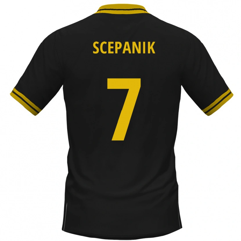 Danxen Donna Maglia Lukas Scepanik #7 Nero Giallo Kit Gara Away 2025/26 Maglietta