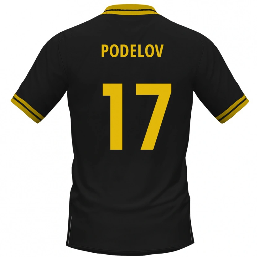 Danxen Donna Maglia David Podelov #17 Nero Giallo Kit Gara Away 2025/26 Maglietta