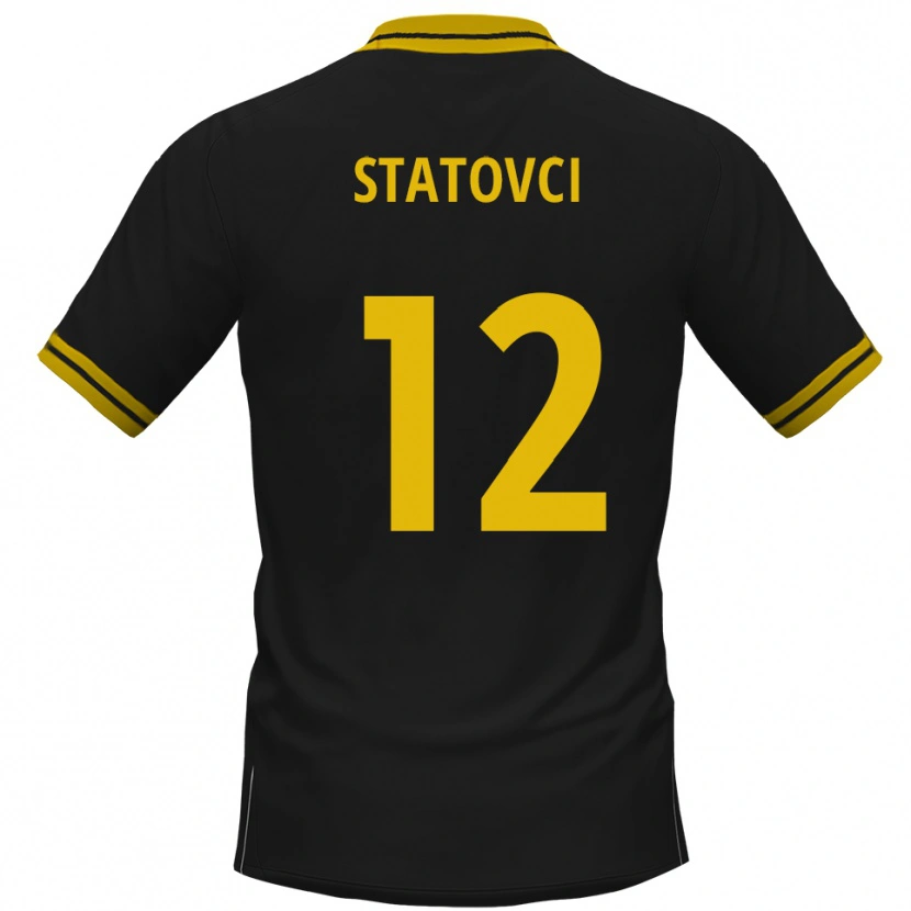 Danxen Donna Maglia Bajram Statovci #12 Nero Giallo Kit Gara Away 2025/26 Maglietta