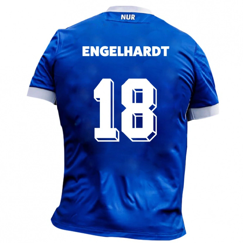 Danxen Donna Maglia Erik Engelhardt #18 Blu Bianco Kit Gara Away 2025/26 Maglietta