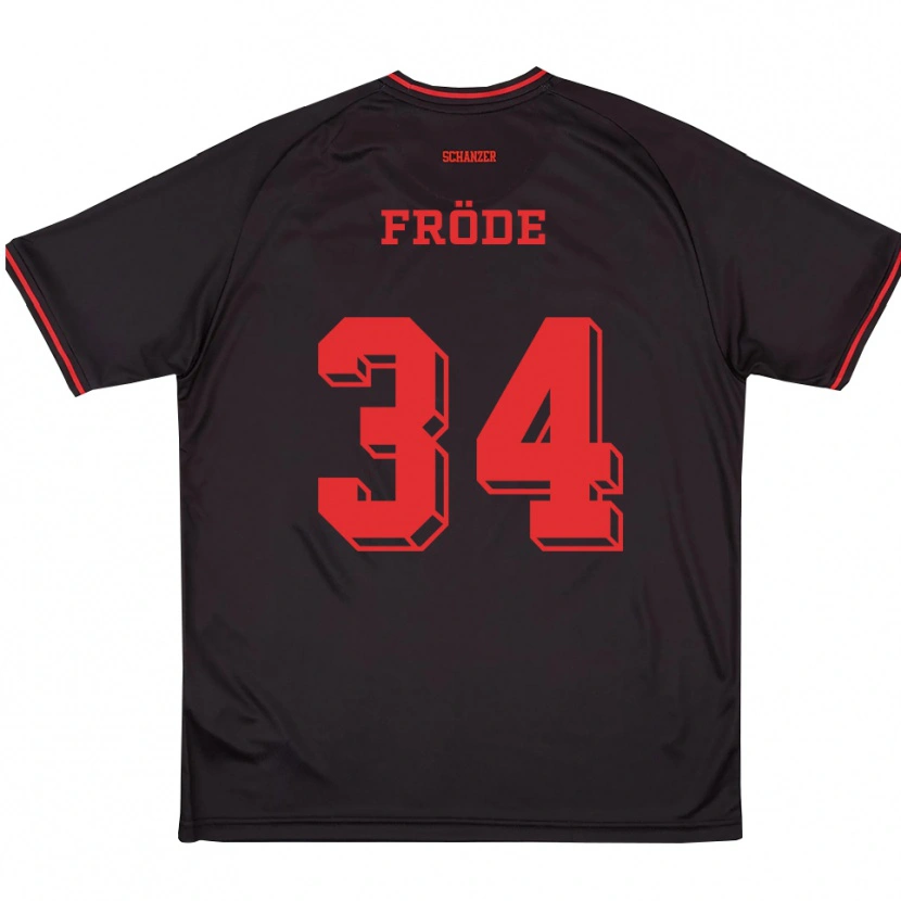 Danxen Donna Maglia Lukas Fröde #34 Nero Rosso Bianco Kit Gara Away 2025/26 Maglietta