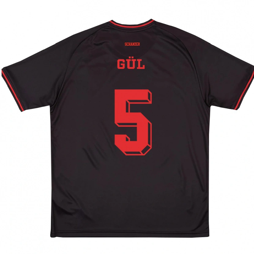 Danxen Donna Maglia Emre Gül #5 Nero Rosso Bianco Kit Gara Away 2025/26 Maglietta