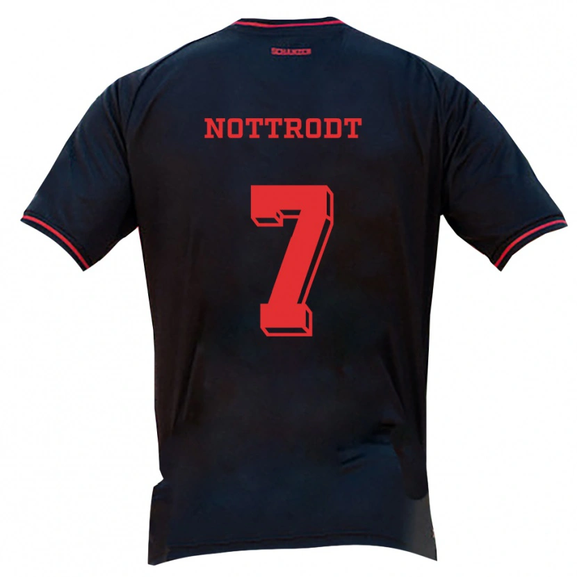 Danxen Donna Maglia Justin Nottrodt #7 Nero Rosso Bianco Kit Gara Away 2025/26 Maglietta