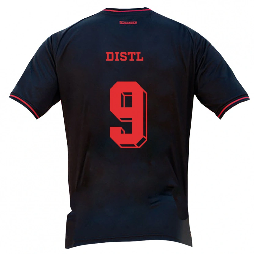 Danxen Donna Maglia Manuel Distl #9 Nero Rosso Bianco Kit Gara Away 2025/26 Maglietta