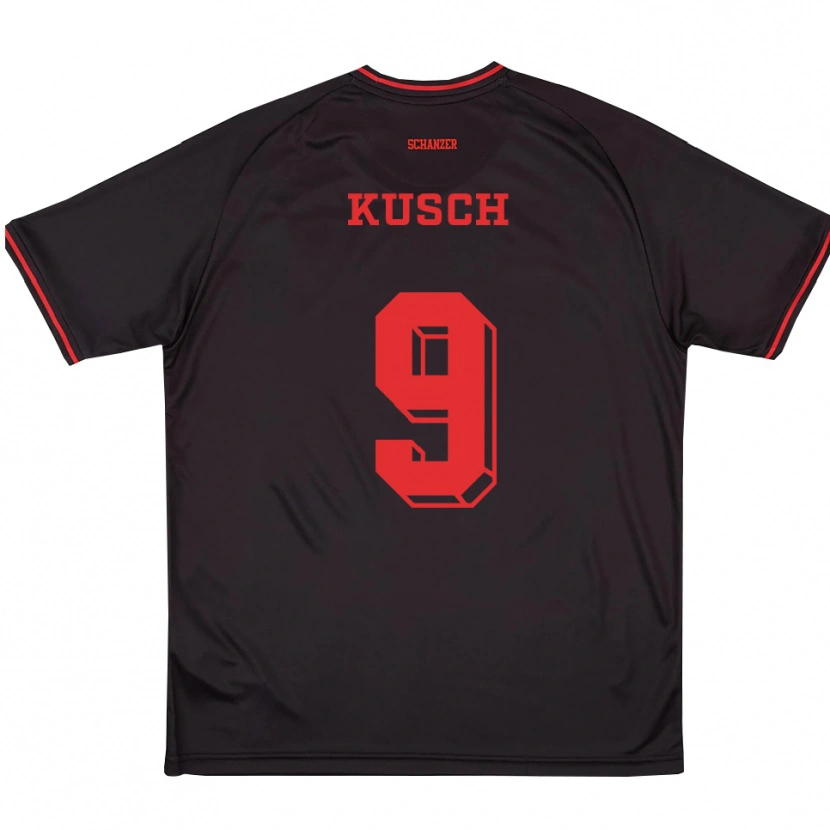 Danxen Donna Maglia Emma Kusch #9 Nero Rosso Bianco Kit Gara Away 2025/26 Maglietta