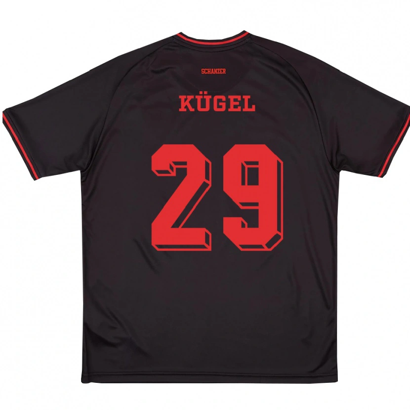 Danxen Donna Maglia Julian Kügel #29 Nero Rosso Bianco Kit Gara Away 2025/26 Maglietta