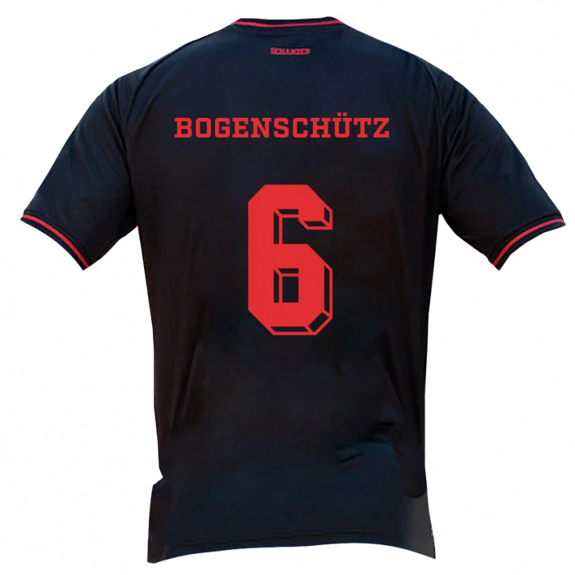 Danxen Donna Maglia Kerstin Bogenschütz #6 Nero Rosso Bianco Kit Gara Away 2025/26 Maglietta