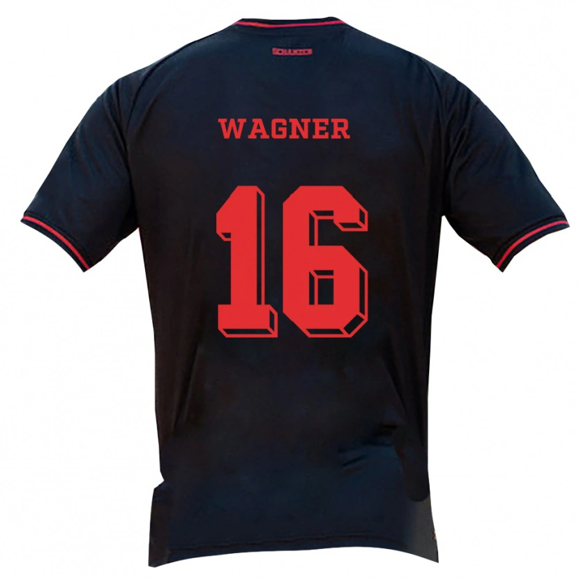 Danxen Donna Maglia Maximilian Wagner #16 Nero Rosso Bianco Kit Gara Away 2025/26 Maglietta