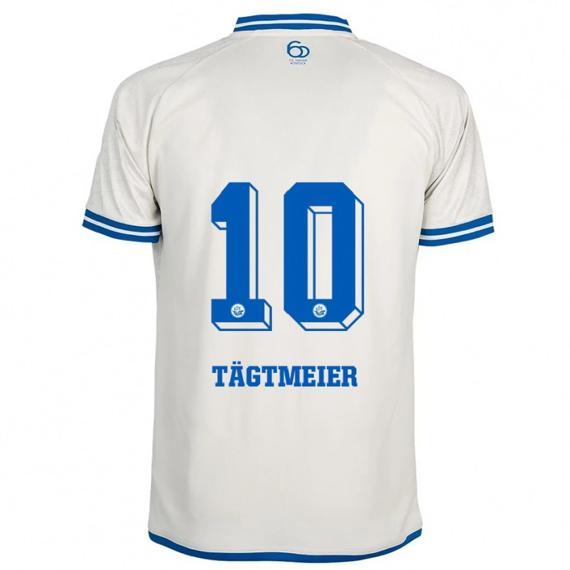 Danxen Donna Maglia Sarah Tägtmeier #10 Bianco Blu Kit Gara Away 2025/26 Maglietta