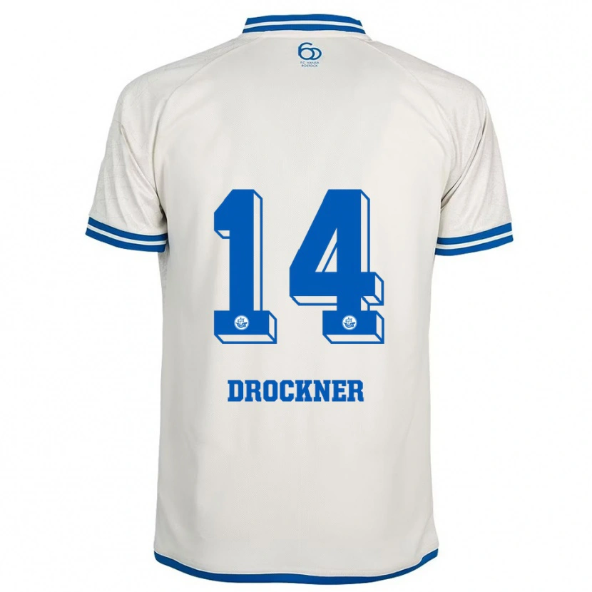 Danxen Donna Maglia Malin Drockner #14 Bianco Blu Kit Gara Away 2025/26 Maglietta